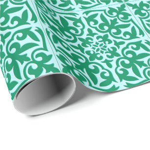 Moroccan tile - turquoise and aqua wrapping paper