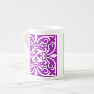 Moroccan tile - violet purple and white bone china mug