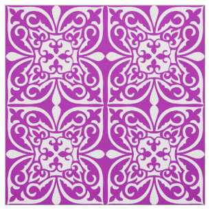 Moroccan tile - violet purple and white fabric