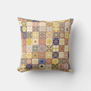 Moroccan tile-Yellow and blue Cushion