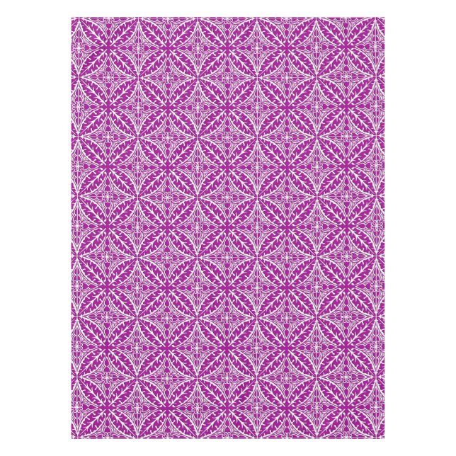 Moroccan tiles - amethyst purple and white tablecloth (Front)