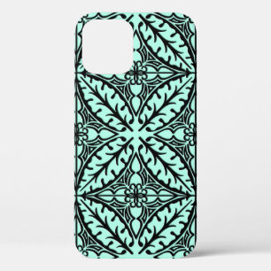 Moroccan tiles - aqua blue and black iPhone 12 case