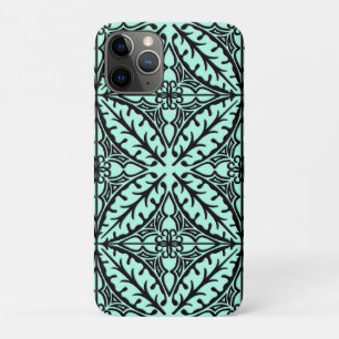 Moroccan tiles - aqua blue and black iPhone 11 pro case