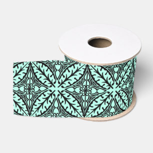 Moroccan tiles - aqua blue and black grosgrain ribbon