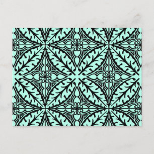 Moroccan tiles - aqua blue and black postcard