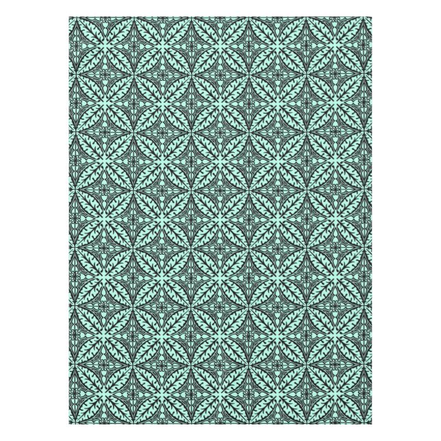 Moroccan tiles - aqua blue and black tablecloth (Front)