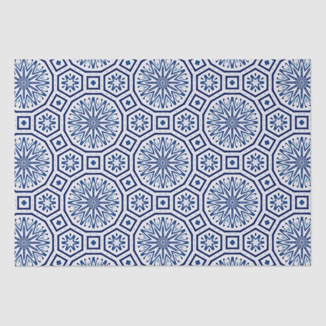 Moroccan tiles,blue tile,All-Over Print Tissue Paper (Front)