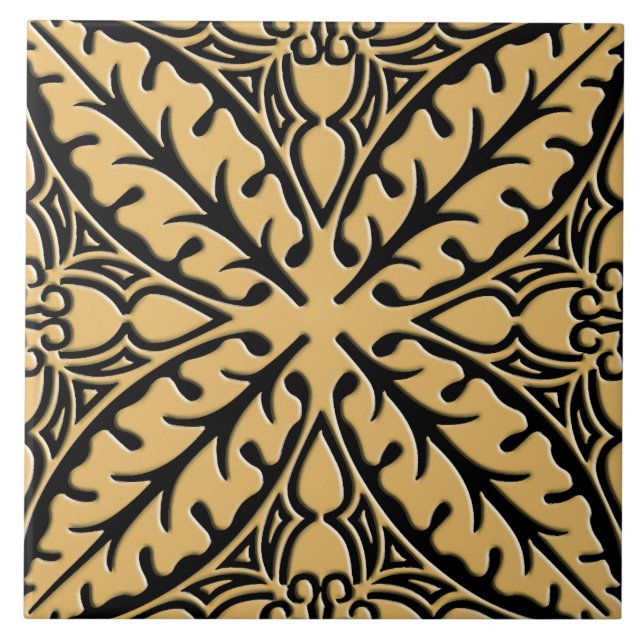 Moroccan tiles - camel tan and black (Front)