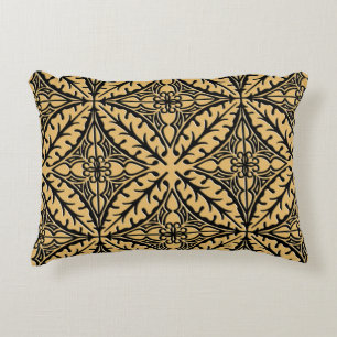 Moroccan tiles - camel tan and black decorative cushion