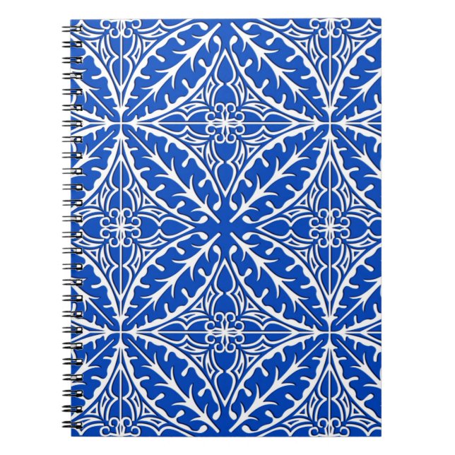 Moroccan tiles - cobalt blue and white notebook (Front)