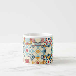 Moroccan tiles, colorful seamless pattern. espresso cup