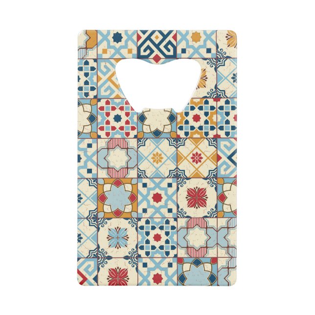 Moroccan tiles, colourful seamless pattern. (Front)