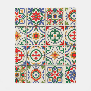 Moroccan Tiles: Colourful Seamless Pattern. Fleece Blanket