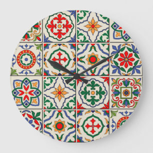 Moroccan Tiles: Colourful Seamless Pattern. Large Clock