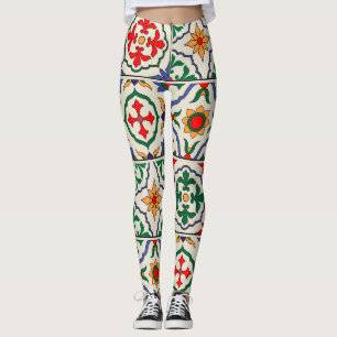 Moroccan Tiles: Colourful Seamless Pattern. Leggings