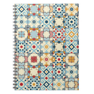Moroccan tiles, colourful seamless pattern. notebook