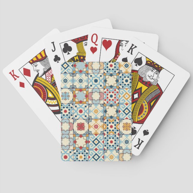 Moroccan tiles, colourful seamless pattern. playing cards (Back)