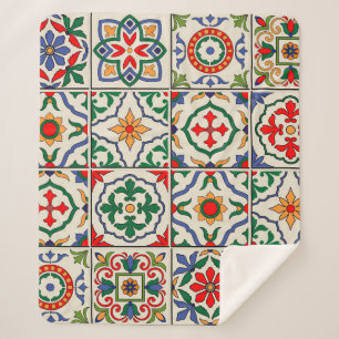 Moroccan Tiles: Colourful Seamless Pattern. Sherpa Blanket