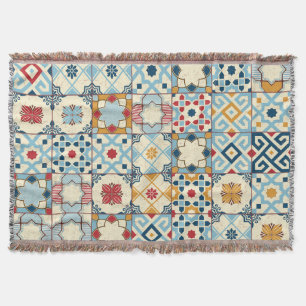 Moroccan tiles, colourful seamless pattern. throw blanket