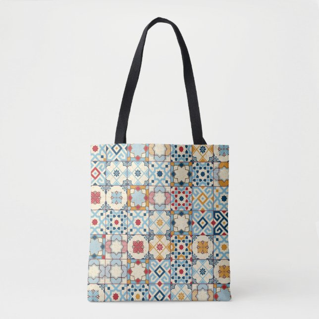 Moroccan tiles, colourful seamless pattern. tote bag (Front)