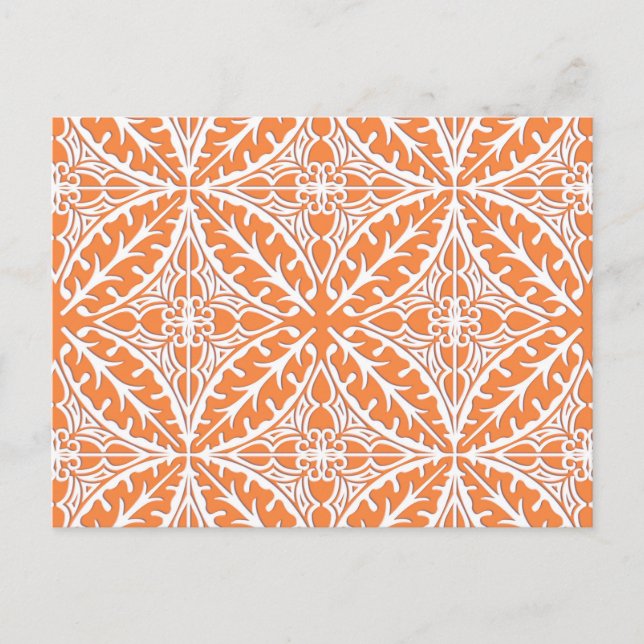 Moroccan tiles - coral orange and white postcard (Front)