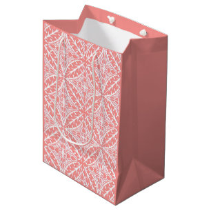 Moroccan tiles - coral pink and white medium gift bag