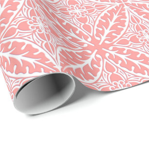 Moroccan tiles - coral pink and white wrapping paper