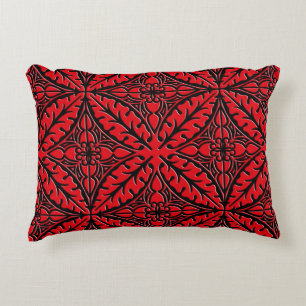 Moroccan tiles - dark red and black decorative cushion