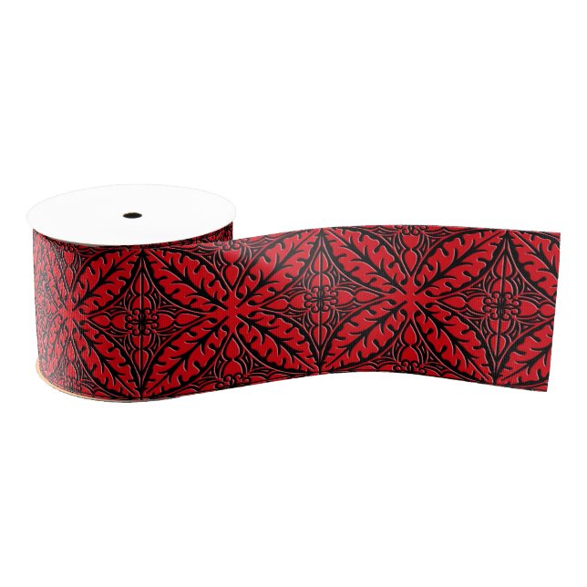 Moroccan tiles - dark red and black grosgrain ribbon (Spool)