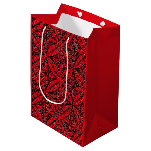 Moroccan tiles - dark red and black medium gift bag (Front Angled)