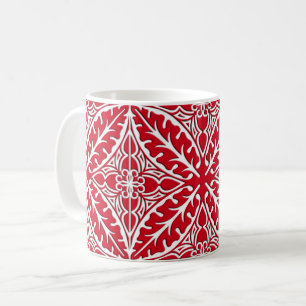 Moroccan tiles - dark red and white coffee mug