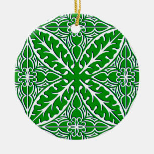 Moroccan tiles - emerald green and white ceramic tree decoration