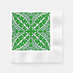 Moroccan tiles - emerald green and white napkin