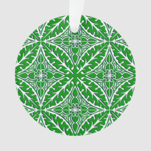 Moroccan tiles - emerald green and white ornament