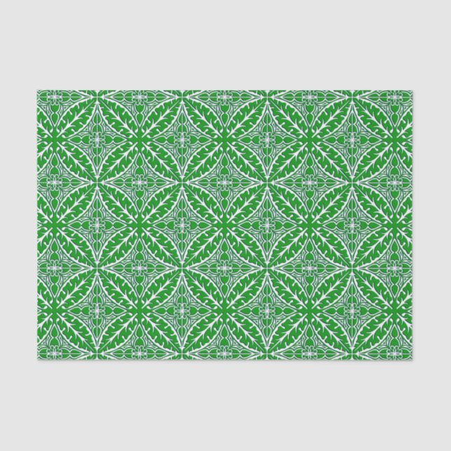 Moroccan tiles - emerald green and white tissue paper (Front)
