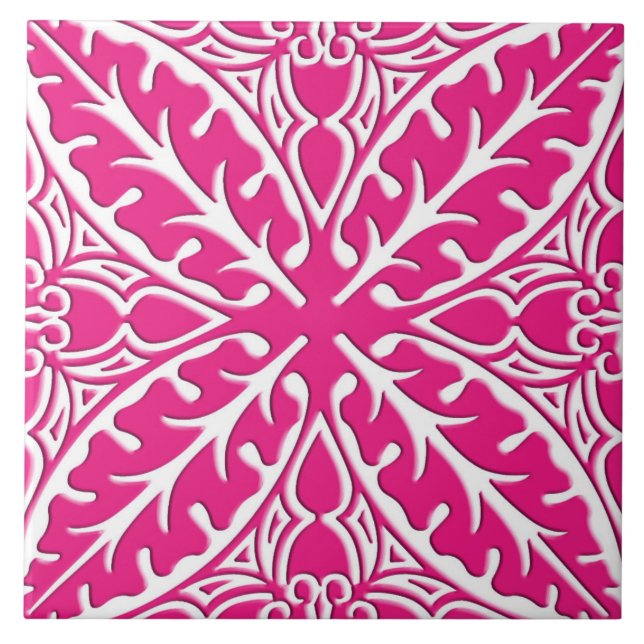 Moroccan tiles - fuchsia pink and white (Front)