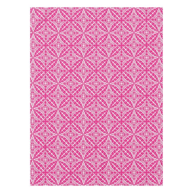 Moroccan tiles - fuchsia pink and white tablecloth (Front)