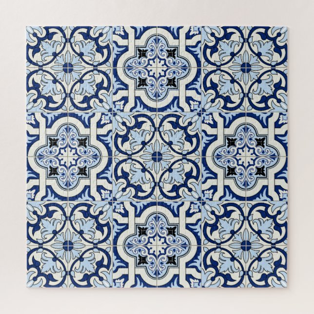 Moroccan Tiles: Gorgeous Blue Patterns. Jigsaw Puzzle (Vertical)