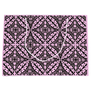 Moroccan tiles - ice pink and black large gift bag