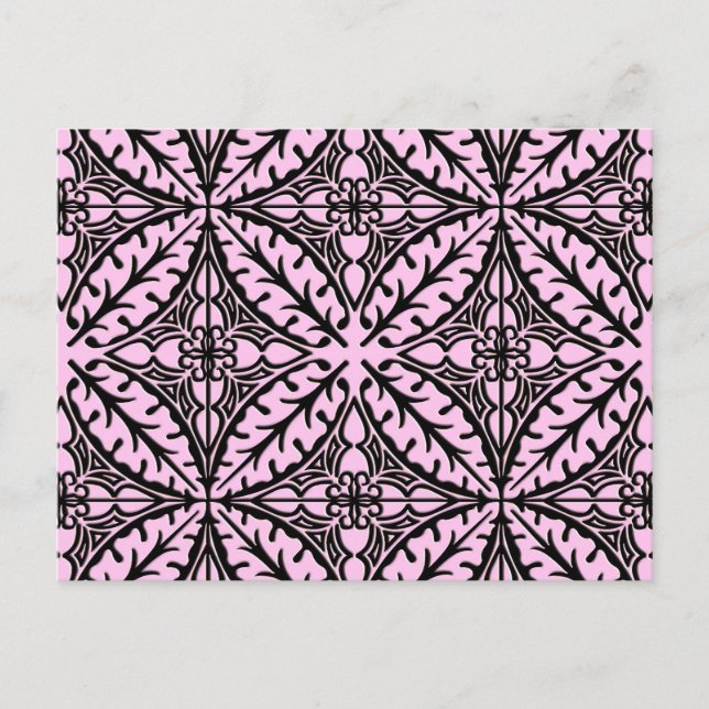 Moroccan tiles - ice pink and black postcard (Front)