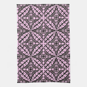Moroccan tiles - ice pink and black tea towel