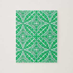 Moroccan tiles - jade green and white jigsaw puzzle