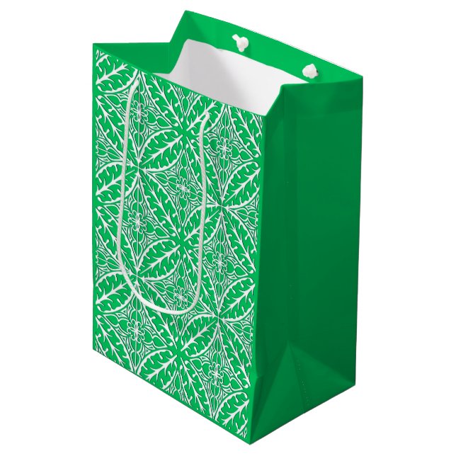Moroccan tiles - jade green and white medium gift bag (Front Angled)
