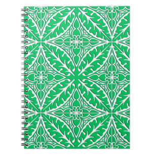 Moroccan tiles - jade green and white spiral notebook