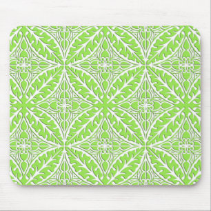 Moroccan tiles - lime green and white mouse pad