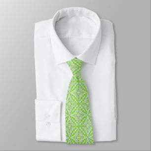Moroccan tiles - lime green and white tie