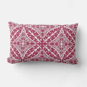 Moroccan tiles - magenta and white lumbar cushion