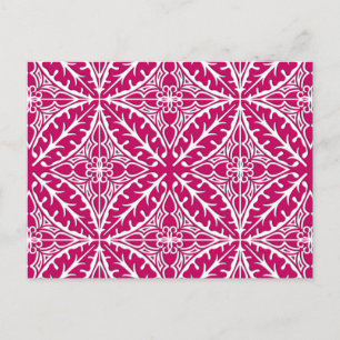 Moroccan tiles - magenta and white postcard