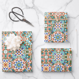 Moroccan tiles,mosaic,colourful art wrapping paper sheet