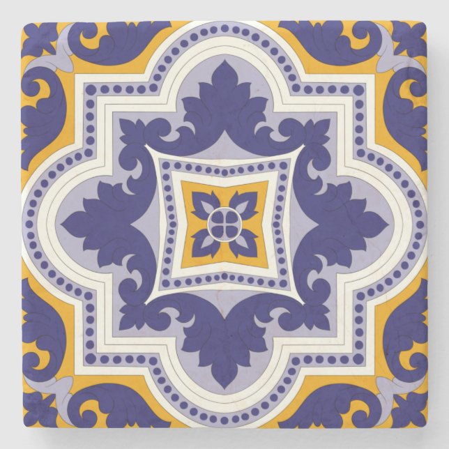 Moroccan Tiles Pattern #1 Throw Pillow Trivet Stone Coaster (Front)